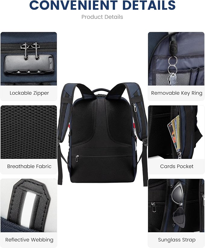 LOVEVOOK 17 inch Blue&White Travel Laptop Backpack - Image 5