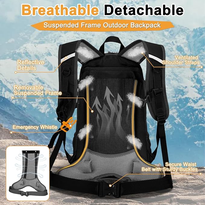 OLEMA Hiking Backpack, 25L Lightweight Travel Backpacks, Camping Daypack - Image 2