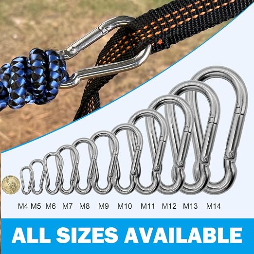 304 Stainless Steel Carabiners -2.76 inch Heavy Duty, Durable & Rust-Free Clips - Image 5