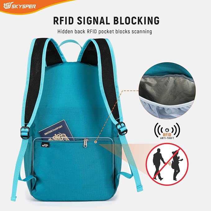 SKYSPER Small Hiking Backpack for Men Women 20L RFID Packable Daypack - Image 2