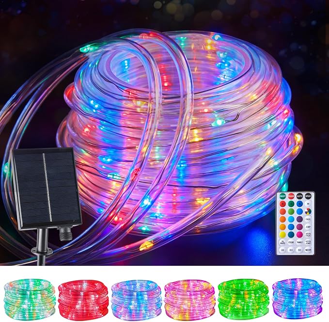 Brightown Solar String Lights Outdoor Waterproof, 18 Colors Changing 39FT Fairy by Brightown