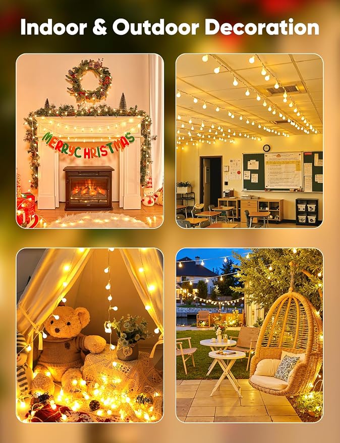 Minetom Globe String Lights, 33 Feet 100 Led Fairy Lights Plug in, 8 Modes - Image 8