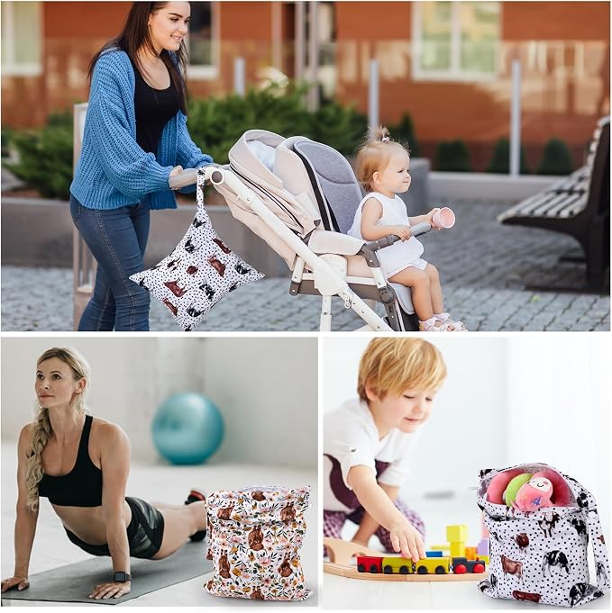 2pcs Cloth Diaper Wet Dry Bags Waterproof Reusable - Image 7