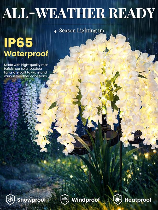GIGALUMI Solar Lights Outdoor for Garden Decor, 2 Pack Solar Flower Lights - Image 3