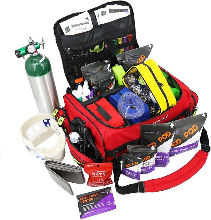 Lightning X Fully Stocked X-Tuff Modular Oxygen Trauma Bag w/Removable by LightningXProducts