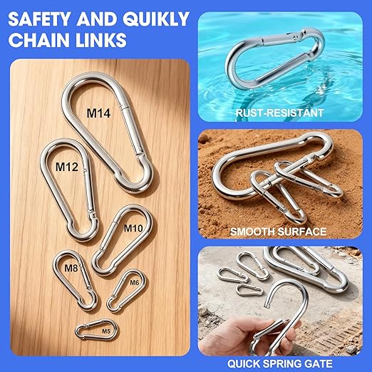 15Pack 5.5 Inch Spring Snap Hooks, Heavy Duty Carabiner Clips - Image 4