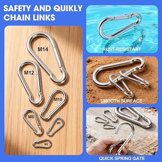 60 Pack Heavy Duty Carabiners, 3/8” Spring Snap Hook Carabiner - Image 4