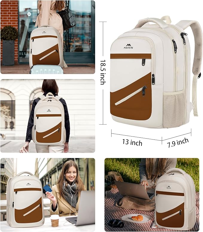 MATEIN 17.3 Inch Womens Laptop Backpack, Water Resistant Work Business Backpack - Image 6