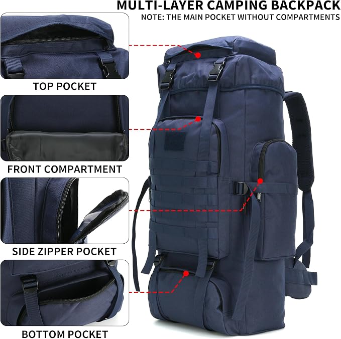 Hiking Backpack for Men 70L/100L Camping Backpack Military Rucksack Molle 3 - Image 3