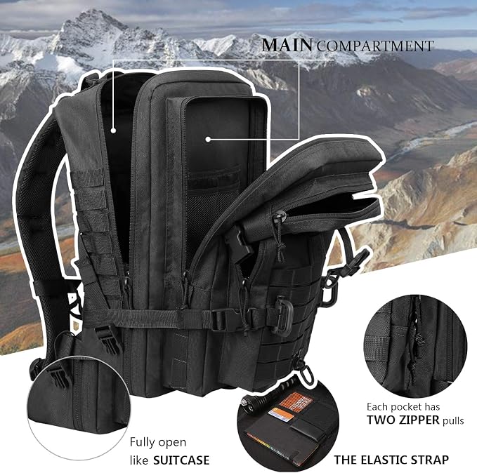 Hannibal Tactical MOLLE Assault Backpack, Tactical Backpack Military Army - Image 3