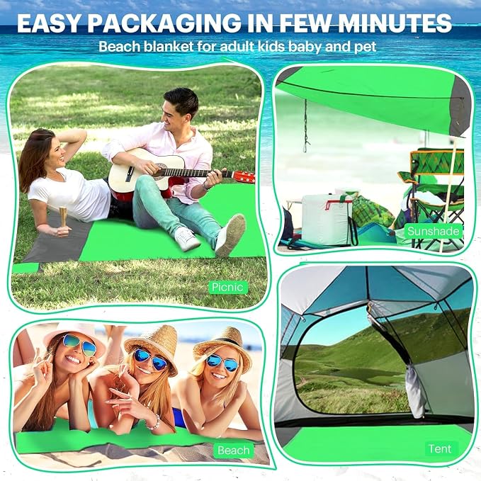 EASYFUN Beach Blanket Sandproof Oversized, Portable Picnic Mat - Image 6