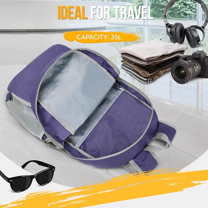 ZOMAKE Lightweight Packable Backpack 35L, Light Foldable Backpacks Water - Image 3