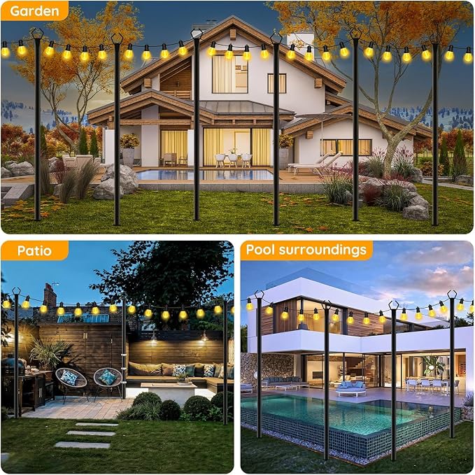 AHRLHR 6 Pack String Light Poles, Outdoor String Light Pole 10 ft Forked Metal - Image 3