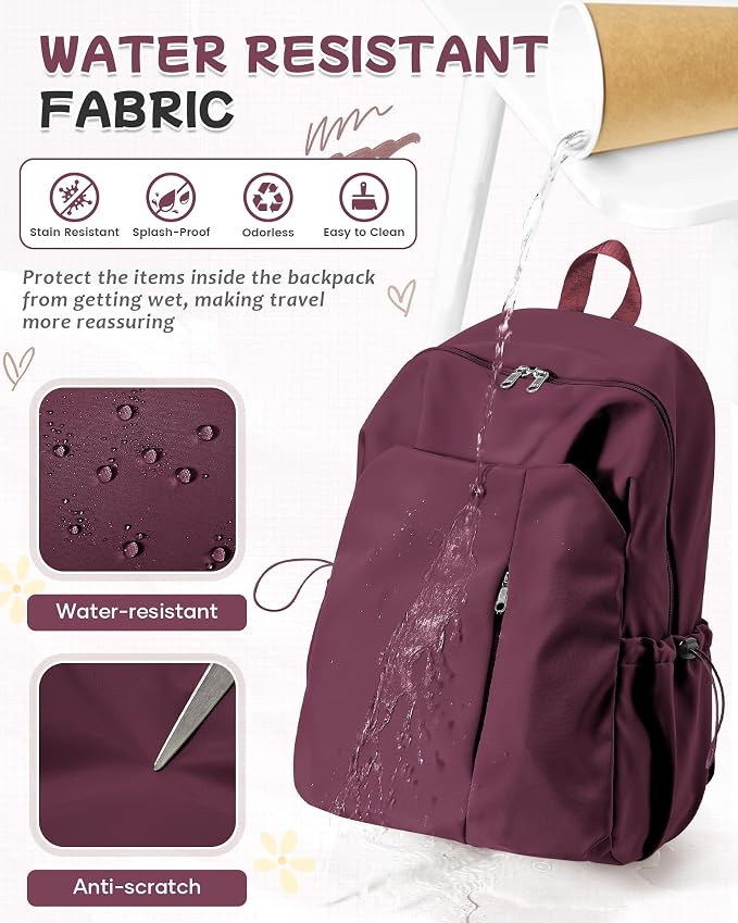 SEAFEW Red School Backpack for Girls Boys, Small Waterproof Bookbag for Women - Image 7