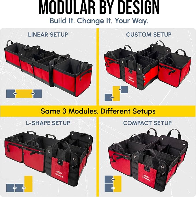 XL Trunk Organizer 4-Section Modular System – Extra Large Car Cargo Storage - Image 2
