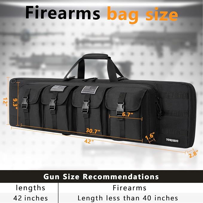 TORIBIO Double Rifle Case Soft Bag 32" 34" 36" 42" 46" 48'' 51“ 55” Gun Case - Image 2