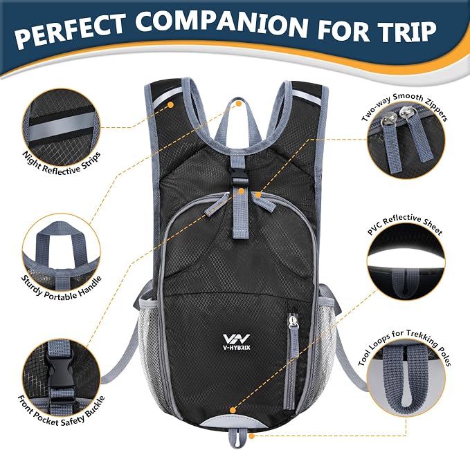 15L Foldable Hiking Backpack, Lightweight Packable Waterproof Machine Washable - Image 6