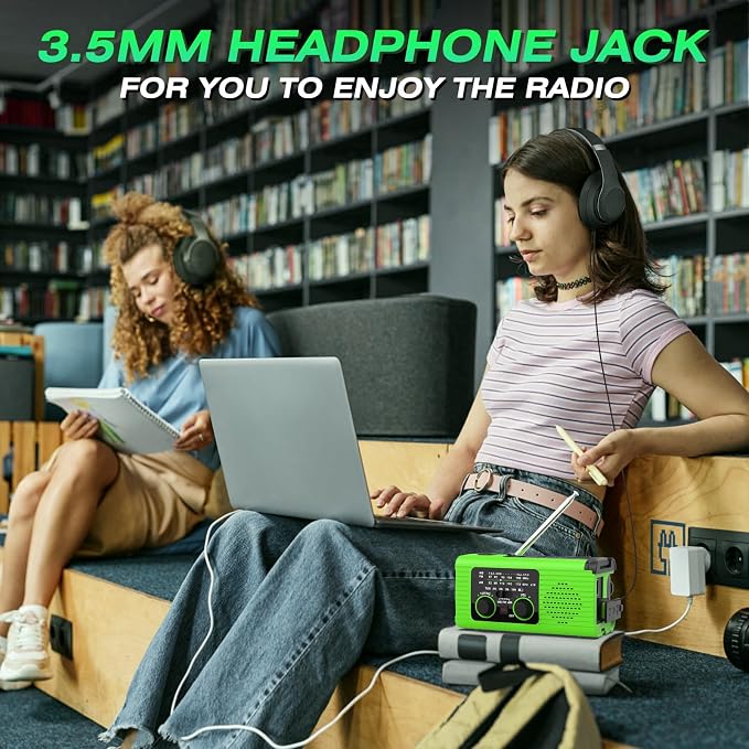 NITIGO Emergency Radio, Reading Lamp, Flashlight, SOS Alarm, Headphone Jack - Image 9