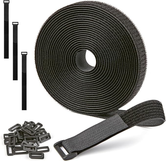 1" x 15ft Nylon Hook and Loop Cable Straps Roll by NBTORCH