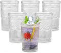 ZMOWIPDL Vintage Glassware Drinking Glasses Set of 6, 13 oz Clear Textured by ZMOWIPDL