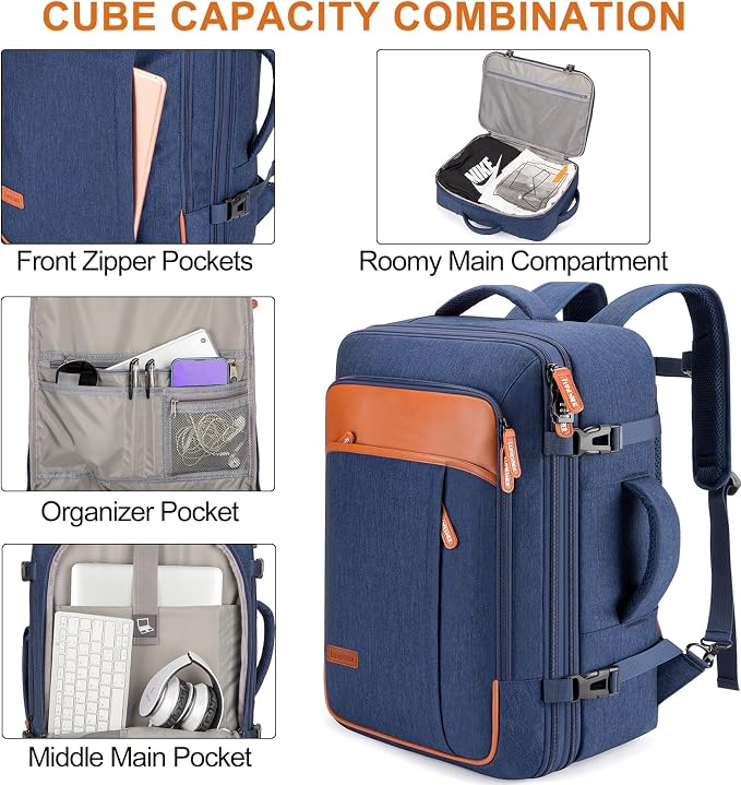Lumesner Carry on Travel Backpacks, Extra Large 40L Flight Approved Bag - Image 5