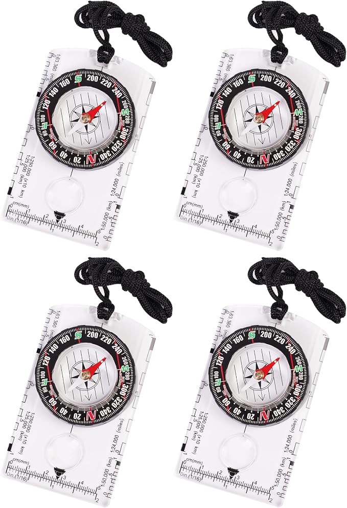 4 Pcs Outdoor Compass with Adjustable Declination, Scale. Multifunctional by Unknown