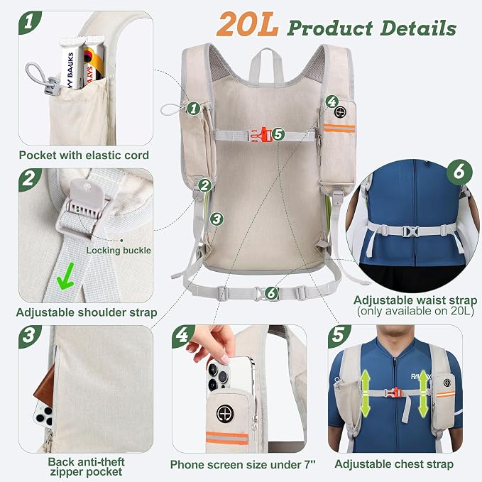 BECOJADDE 20L Small Hiking Backpack - Image 2