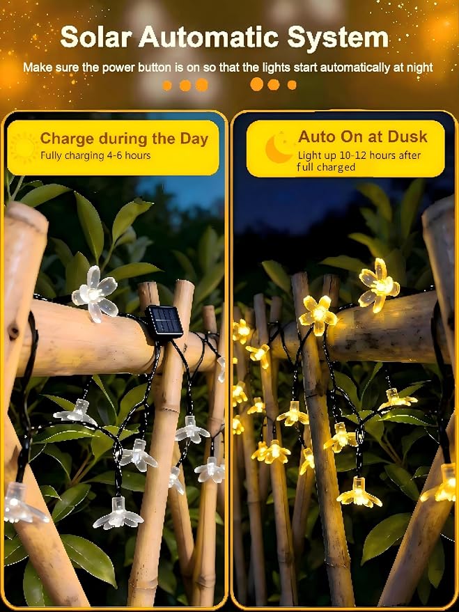 ITICdecor 2 Pack 50 LED Solar String Lights Outdoor Waterproof Flower Solar - Image 2