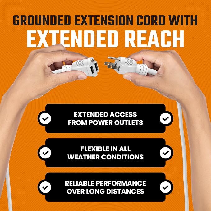 Outdoor Extension Cord Waterproof 10 Ft, Outdoor Power Cord, Heavy Duty 16/3 - Image 7