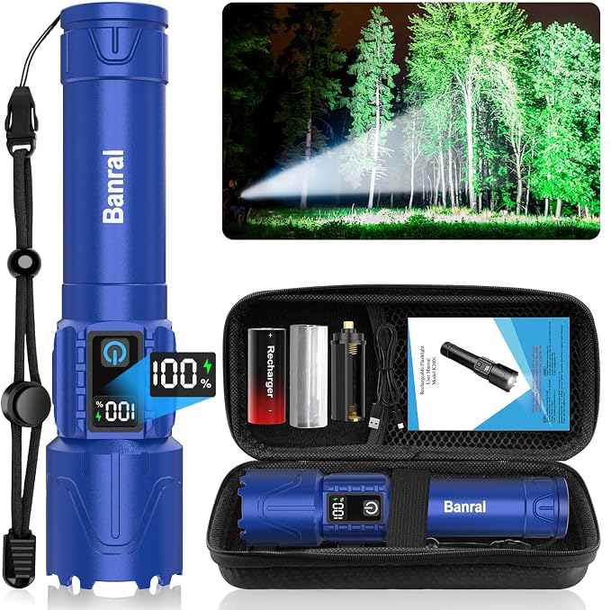 Rechargeable Tactical Flashlights 2000 High Lumens - 5000mAh Super Bright LED by Banral