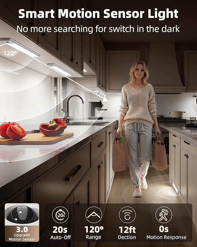 EZVALO 5-Pack Under Cabinet Lighting, 3300mAh Rechargeable Motion Sensor Light - Image 3