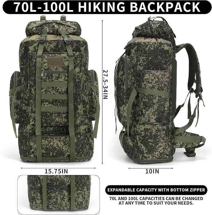Hiking Backpack for Men 70L/100L Camping Backpack Military Rucksack Molle 3 - Image 2