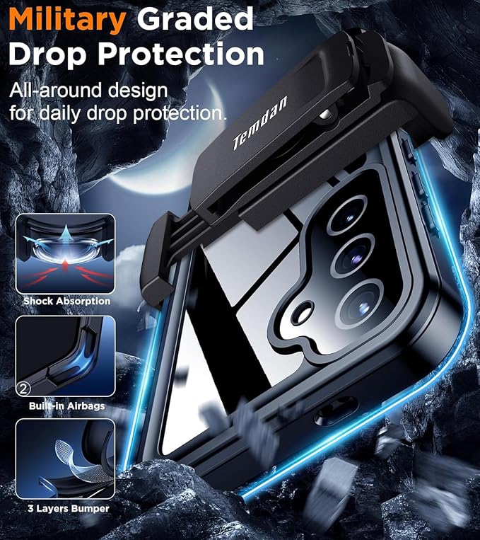 Temdan Compatible with Samsung Galaxy S25 Case Waterproof with Belt Clip Holster - Image 3