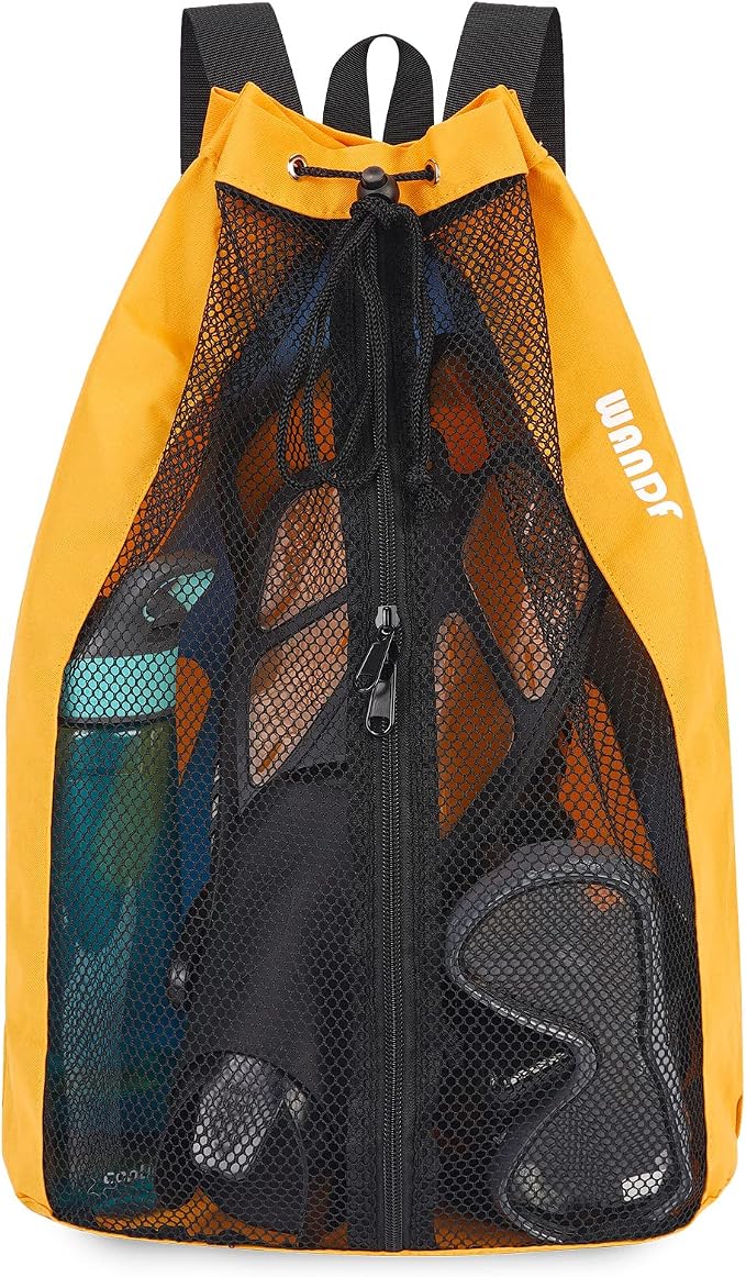 WANDF Swim Bag Mesh Drawstring Backpack Beach Backpack by WANDF