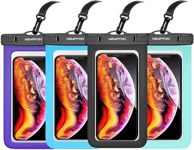 Waterproof Cell Phone Pouch : 4 Pack Float Clear Cell Holder Protector by Newppon