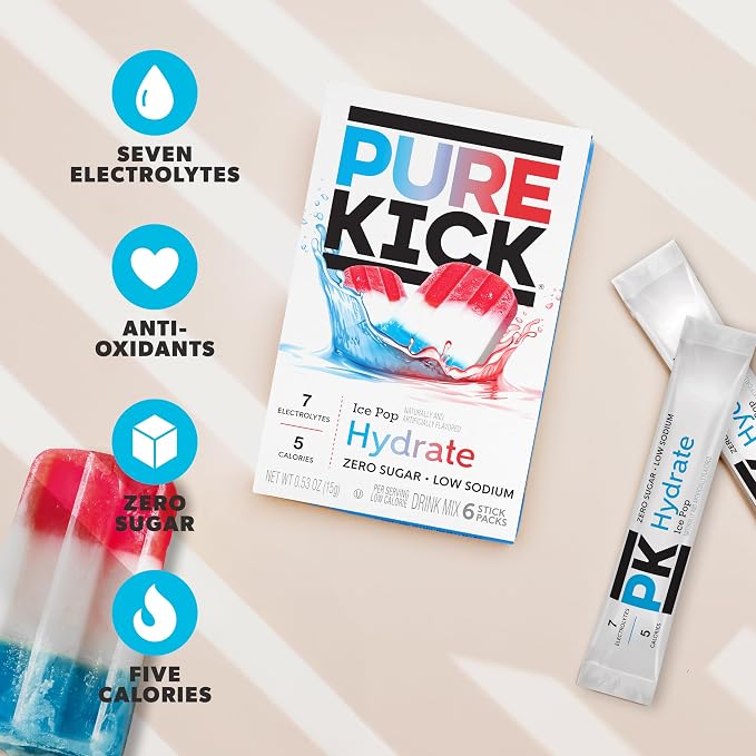 Pure Kick Hydration Singles To Go Drink Mix, Ice Pop, Includes 12 Boxes - Image 4