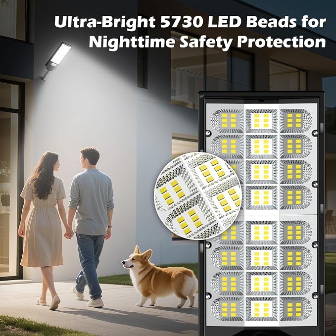 2-Pack Solar Street Lights Outdoor, 20000LM Waterproof LED Solar Flood Lights - Image 3