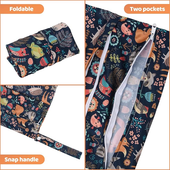 2pcs Cloth Diaper Wet Dry Bags Waterproof Reusable - Image 3