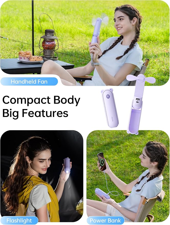 JISULIFE Handheld Fan 8 Plus: All-in-One Mini Fan - Image 2