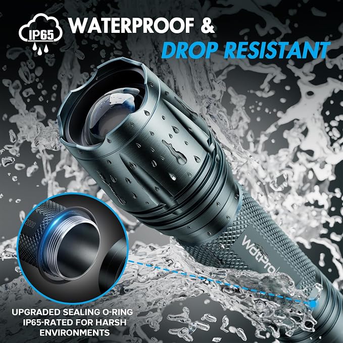 WdtPro LED Flashlight High Lumens SR2000 Pro, 2 Pack Brighter Tactical - Image 5