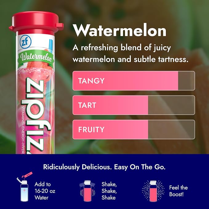 Zipfizz Daily Energy Drink Powder, Watermelon, 20 Pack | 3-in-1 Sustained Energy - Image 5