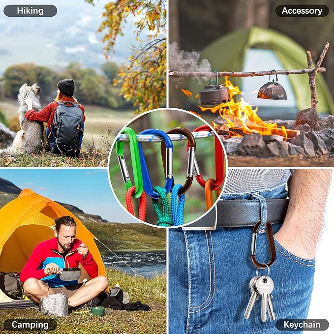 sprookber 3" Carabiner Clip Keychain, D Ring Caribeaner Clip, Key Clip - Image 6