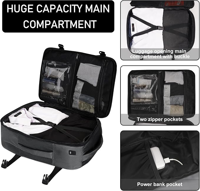 ECOHUB Travel Backpack 18x14x8 Spirit Airlines Personal Item Bag Carry On - Image 3