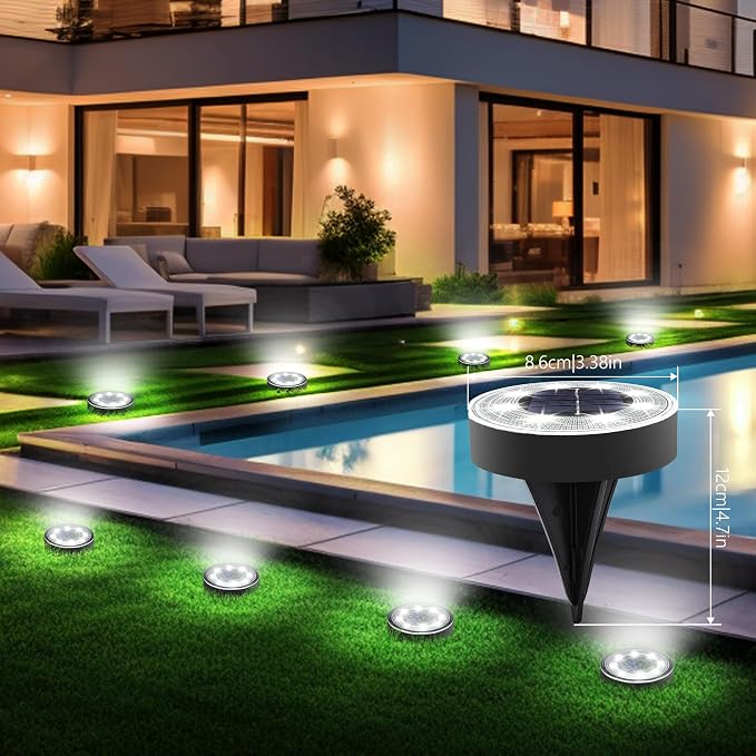 Joomer Solar Ground Lights, 4 Pack 8 LED Solar Lights Outdoor Waterproof IP68 - Image 2