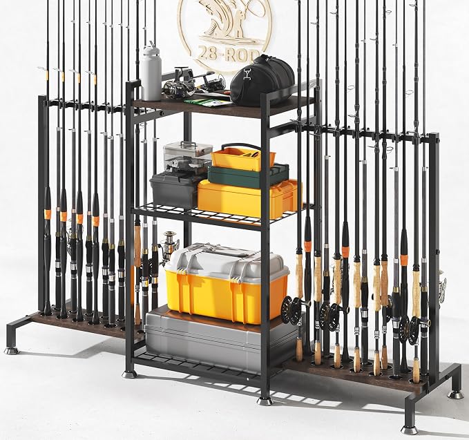 SOYEEZE Fishing Rod Holder for 28 Rods, Ground Stand Fishing Pole Holders for by SOYEEZE