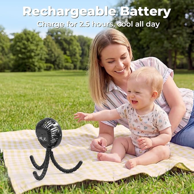 AMACOOL Battery Operated Stroller Fan, Baby Travel Essentials - Image 4