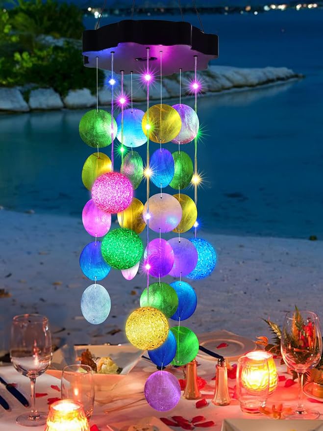 Toodour Solar Wind Chimes for Outside, Hanging Pastel Lights by Toodour