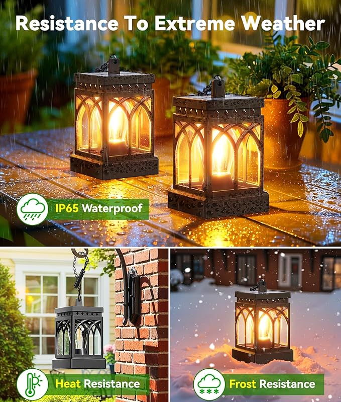 KOOPER 4 Pack Solar Lanterns Outdoor Waterproof, Brighter Hanging Solar Lantern - Image 5