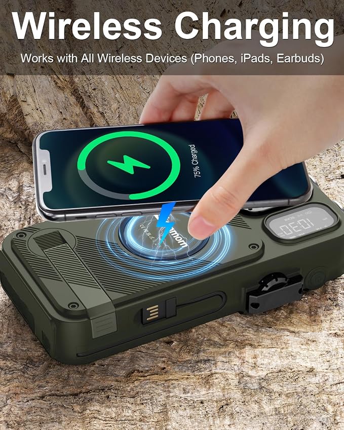 Emergency Radio&22000mAh Solar Power Bank, FM NOAA Weather Radio, Portable Hand - Image 5