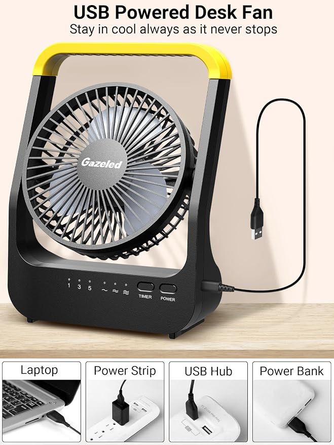 Gazeled Battery Powered Fan, Long Lasting Battery Operated Fans - Image 7